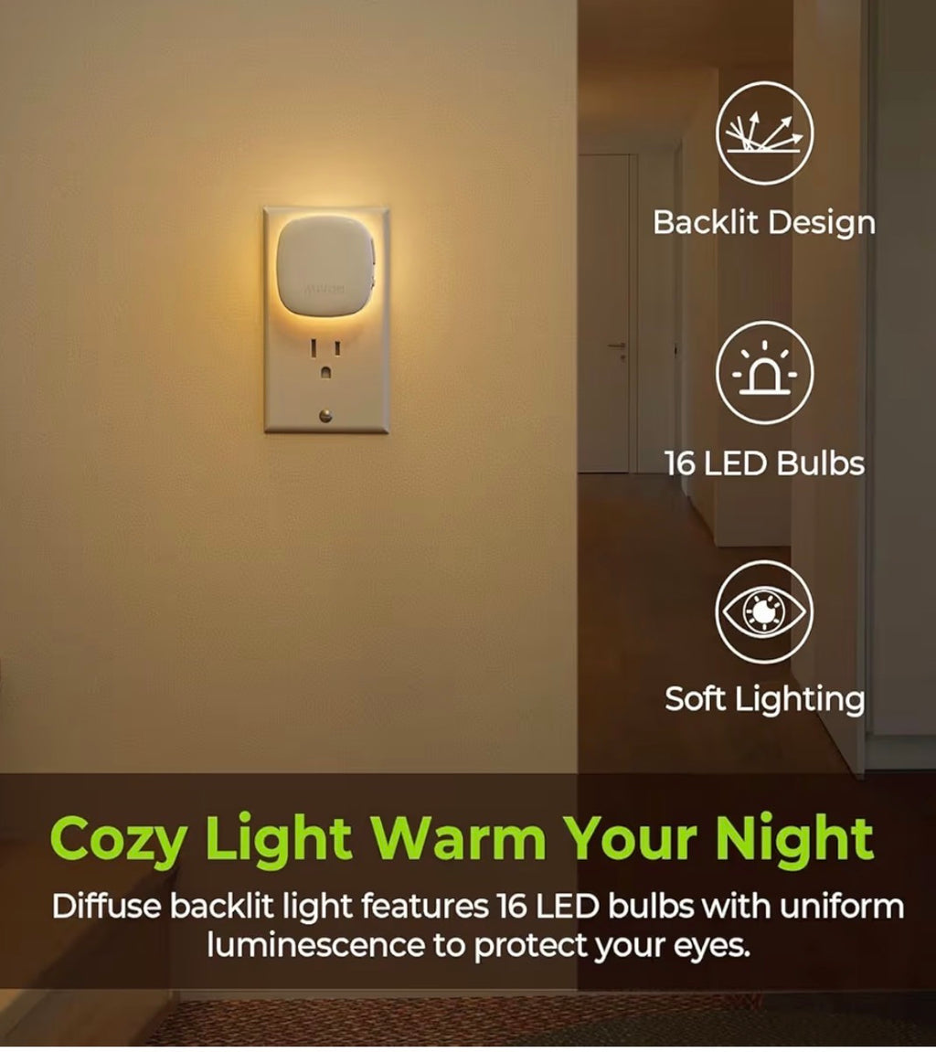 Motion Sensor Night Light (4-Pack) – Soft Warm LED Plug-In Lights for Moms & Kids