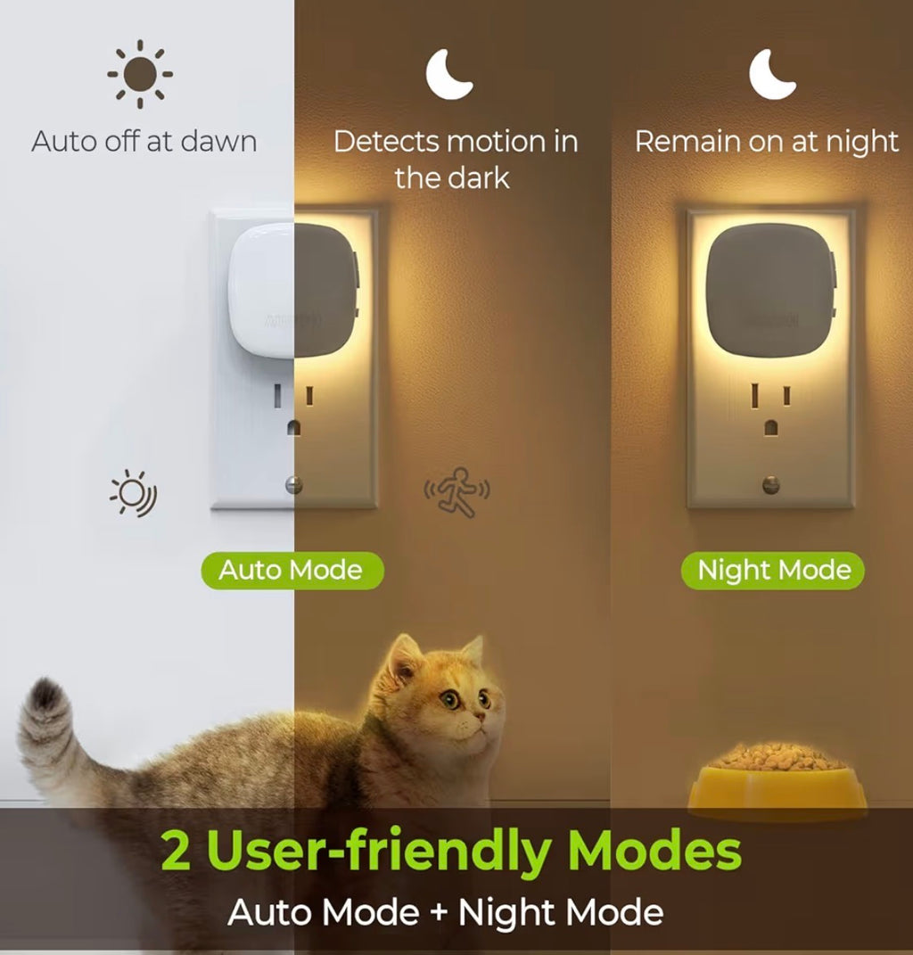 Motion Sensor Night Light (4-Pack) – Soft Warm LED Plug-In Lights for Moms & Kids