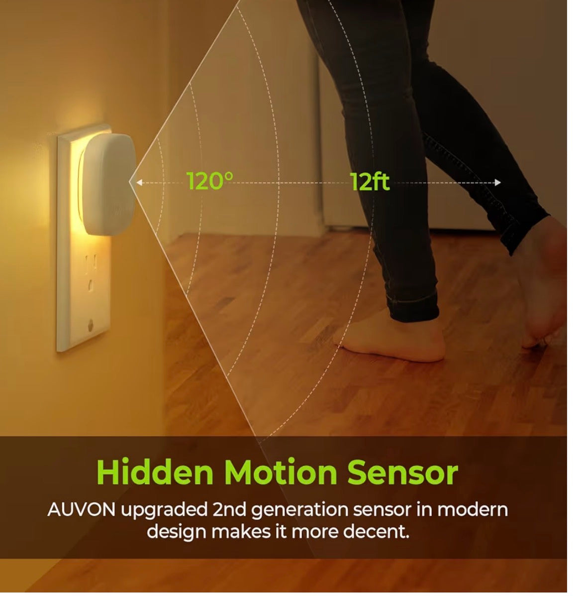 Motion Sensor Night Light (4-Pack) – Soft Warm LED Plug-In Lights for Moms & Kids