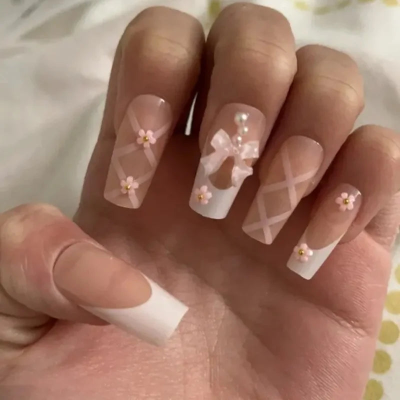 Pink Bow Press-On Nails