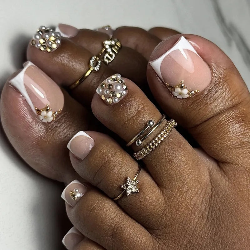 Quick Chic French Toe Nails Set